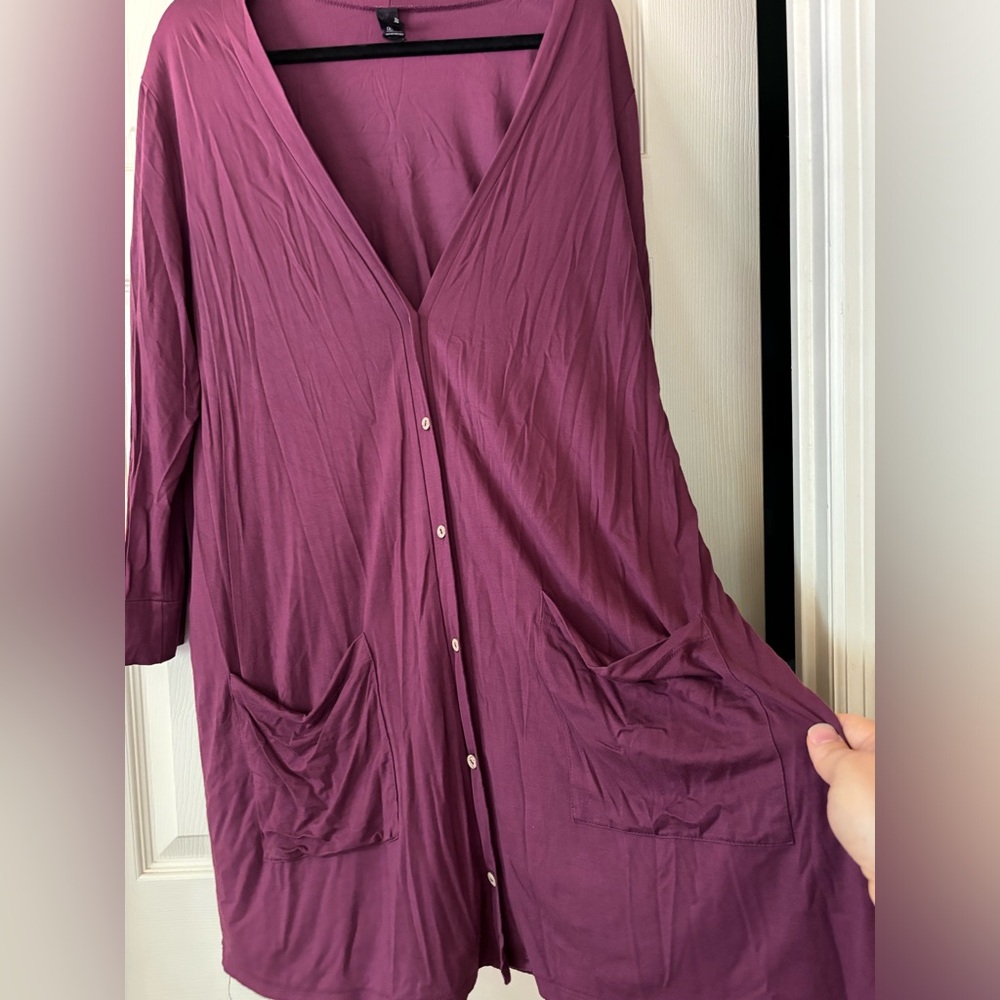 Agnes and Dora plum cardigan XXL